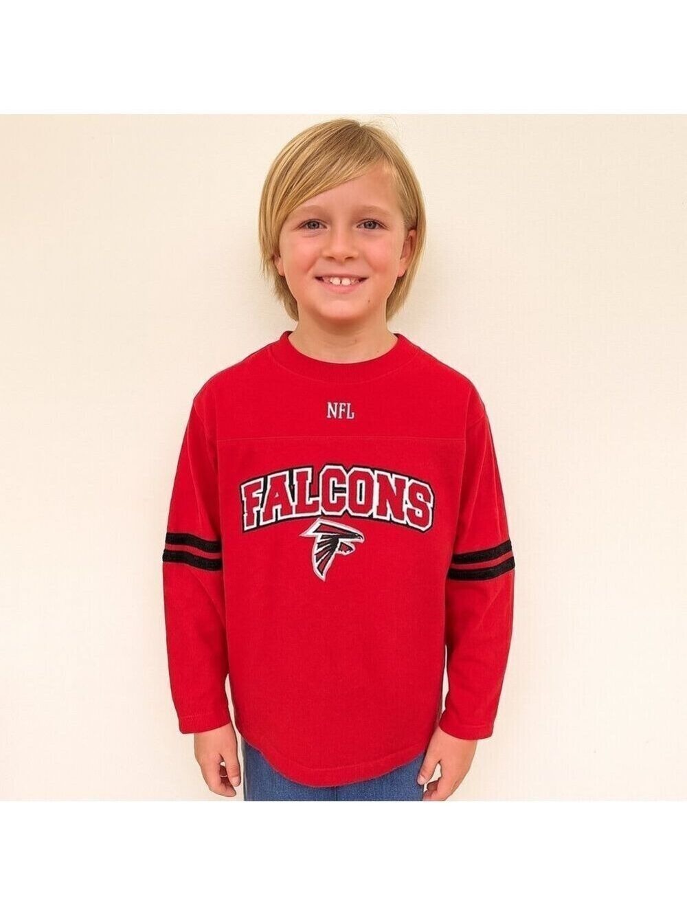 NFL Atlanta Falcons Long Sleeve Tee Red Black White (Estimated as Youth Large)